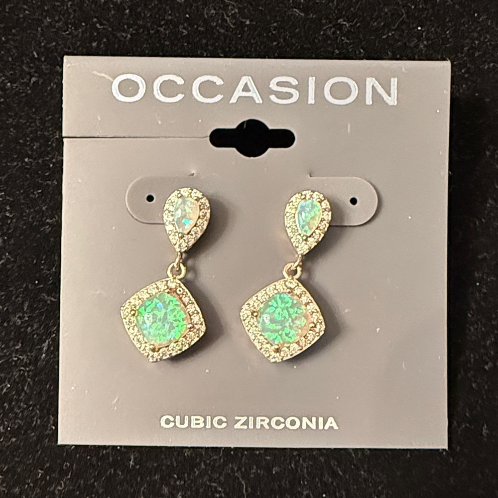 Occasion Faux Opal and Cubic Zirconia Earrings